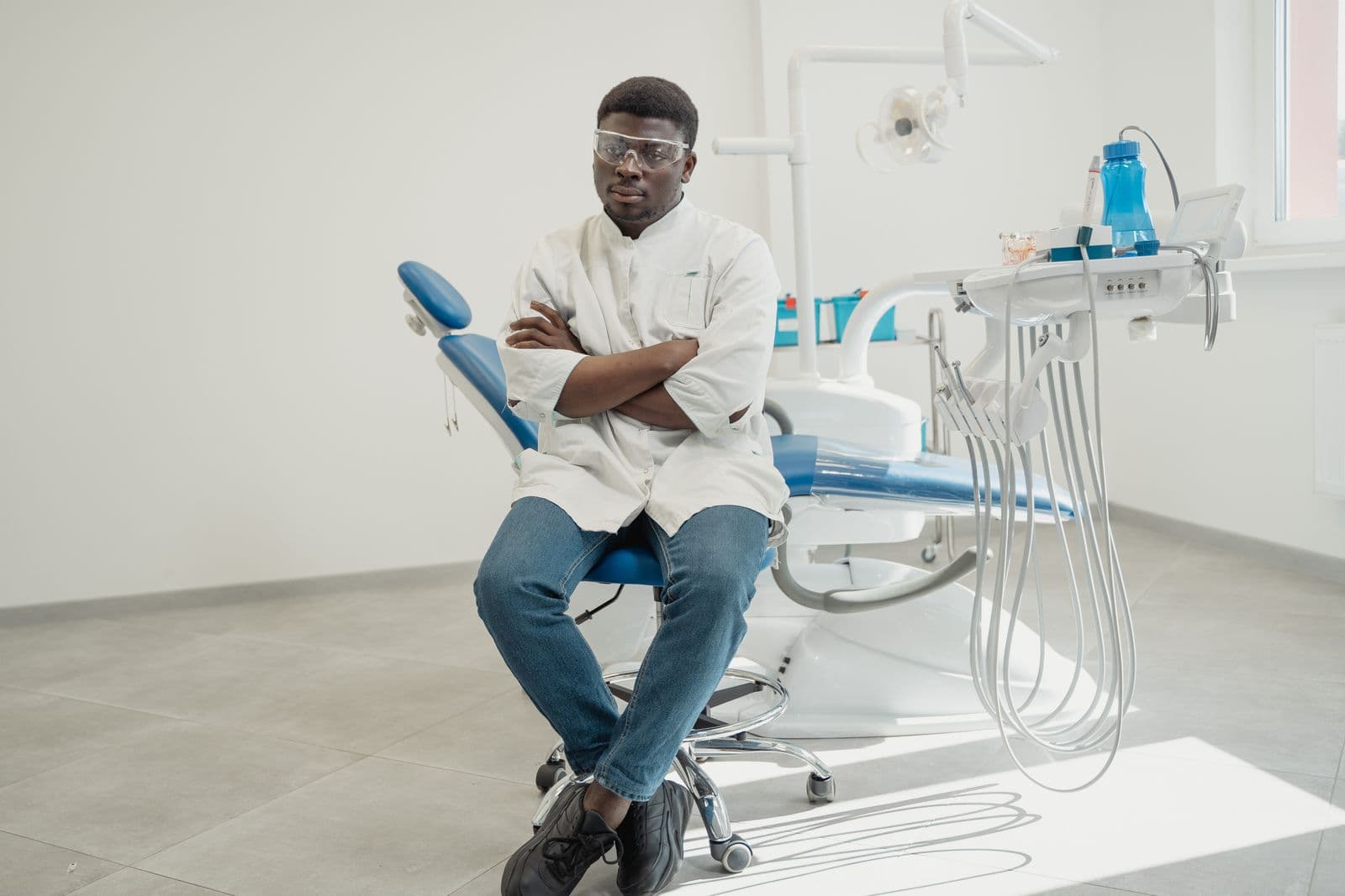 Dentist in a modern dental office